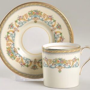Cream and Gold Floral Henley by Ansley Expresso Cups and Saucers, set of four